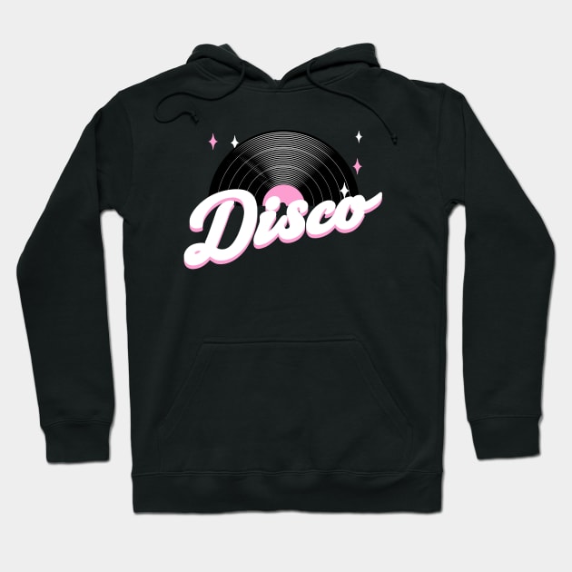 DISCO  - Vintage Vinyl (pink) Hoodie by DISCOTHREADZ 